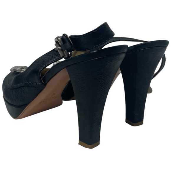 Chloe Black Leather Slingback Heels - Picture 2 of 4